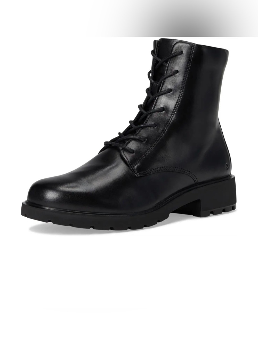 Ecco Black Lace-Up Metro Vienna Combat Boots - Picture 6 of 9